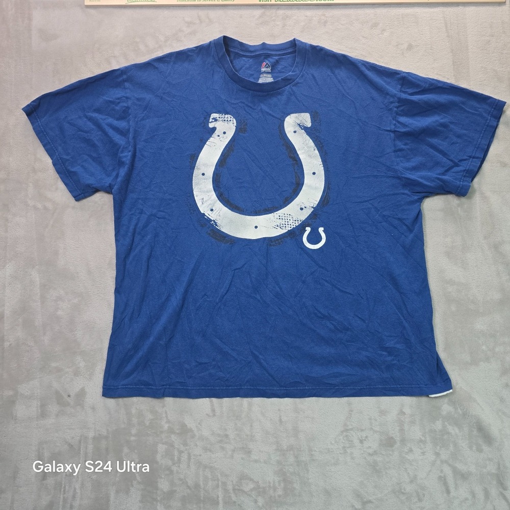 Indianapolis Colts T-Shirt Mens 2XL Blue Horseshoe Graphic Majestic NFL Football